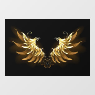 Golden Angel Wings on Black background Window Cling