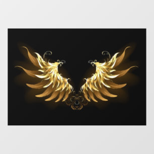 Golden Angel Wings on Black background Window Cling