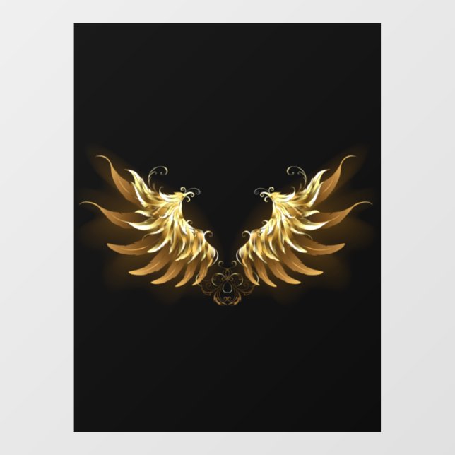Golden Angel Wings on Black background Window Cling (Sheet)