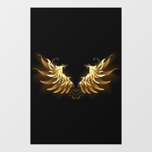 Golden Angel Wings on Black background Window Cling (Sheet)
