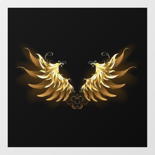 Golden Angel Wings on Black background Window Cling