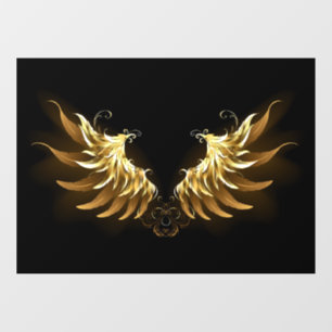 Golden Angel Wings on Black background Window Cling