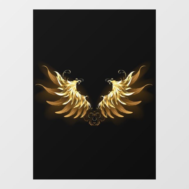 Golden Angel Wings on Black background Window Cling (Sheet)
