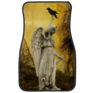 Golden Angel With Crow Car Floor Mat