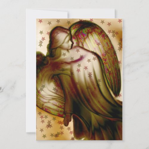 Golden Angel With Stars Greeting Card