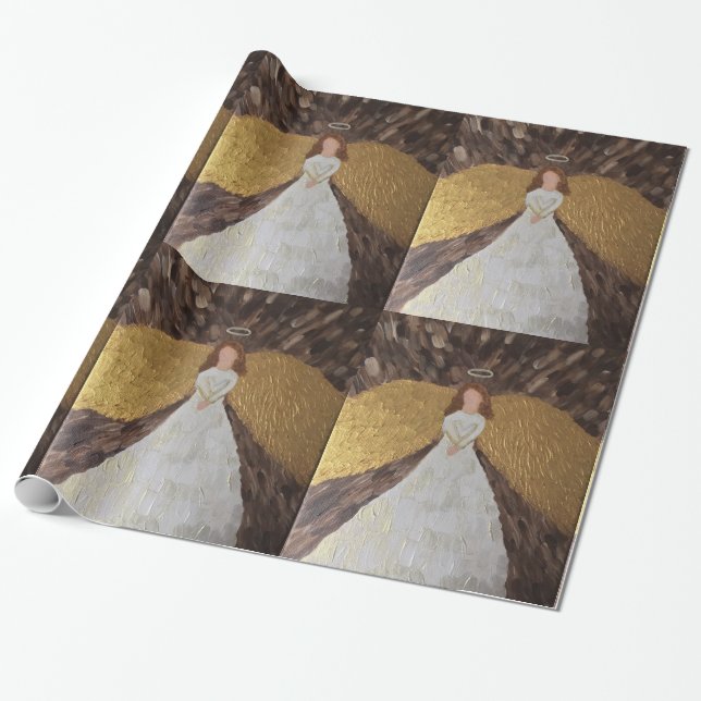 Golden Angel Wrapping Paper (Unrolled)