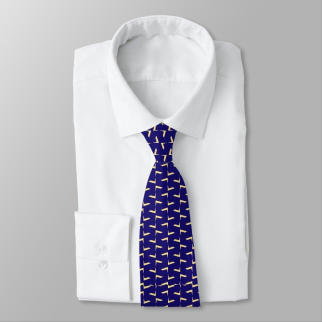Golden Angles on Navy Blue Neck Tie (Tied)