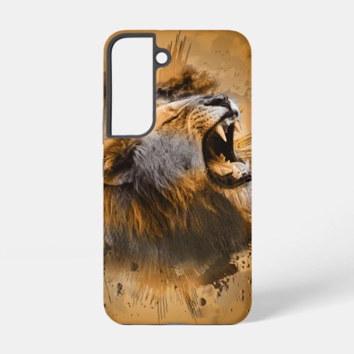 Golden Angry Lion Sunset Roar Samsung Galaxy S22 Case