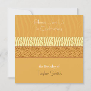 Golden Animal Pattern Birthday Invitation