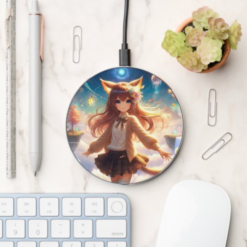 Golden Anime Catgirl Princess Wireless Charger