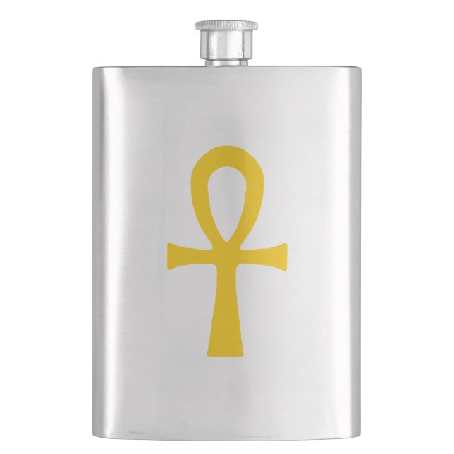 Golden Ankh Ancient Egyptian Life Symbol Flask (Front)