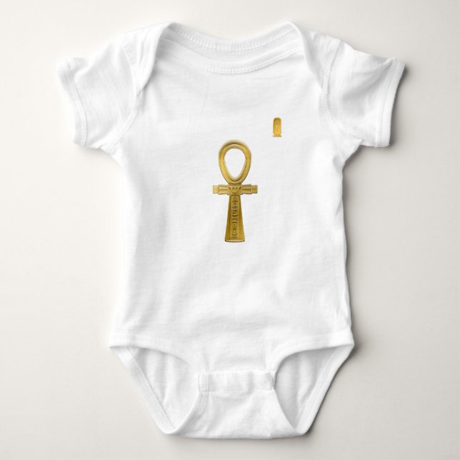 Golden Ankh - Ancient Egyptian Symbol of Life Baby Bodysuit (Front)