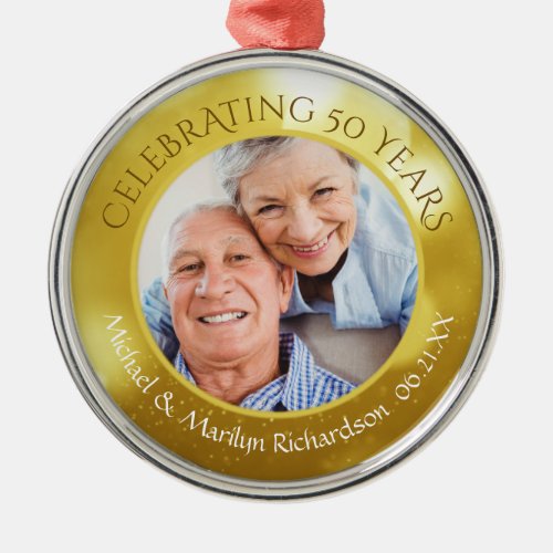 Golden Anniversary  50 Years Keepsake Photo Metal Ornament