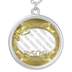 GOLDEN ANNIVERSARY ~ Add A Photo ~ Pendent Silver Plated Necklace