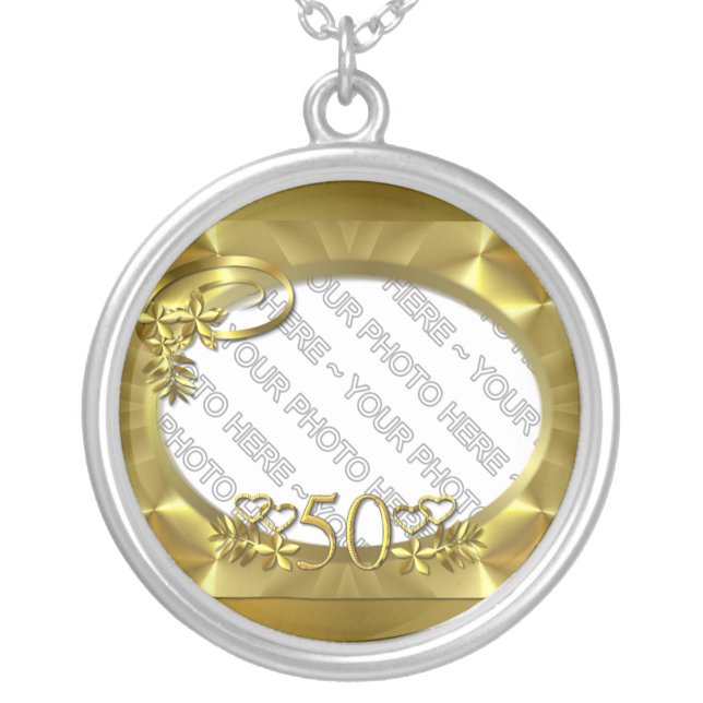 GOLDEN ANNIVERSARY ~ Add A Photo ~ Pendent Silver Plated Necklace (Front)