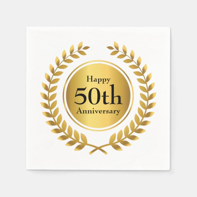 Golden Anniversary Celebration Paper Napkins (Front)
