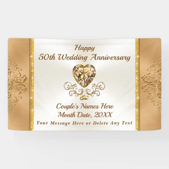 Golden Anniversary Decorations, 50th Anniversary Banner (Horizontal)