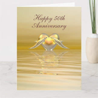 Golden Anniversary Dolphins and Heart Big Card