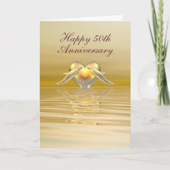 Golden Anniversary Dolphins And Heart Card by Peerdrops at Zazzle