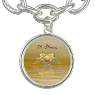 Golden Anniversary Dolphins and Heart Charm Bracelet