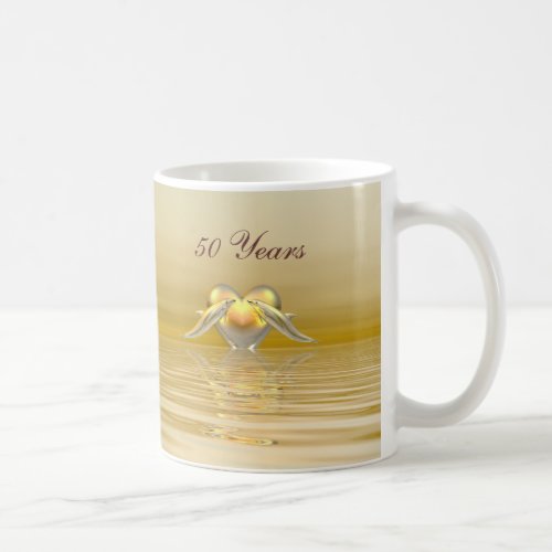 Golden Anniversary Dolphins and Heart Coffee Mug