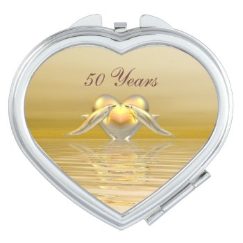 Golden Anniversary Dolphins And Heart Compact Mirror by Peerdrops at Zazzle