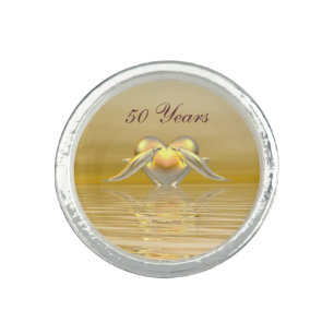 Golden Anniversary Dolphins and Heart Ring