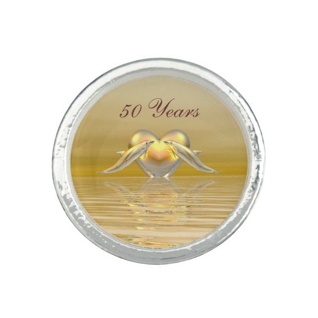 Golden Anniversary Dolphins and Heart Ring (Front)