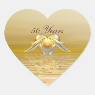 Golden Anniversary Dolphins and Heart Sticker