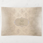 Golden Anniversary Faux Diamond Damask Pattern Trinket Tray