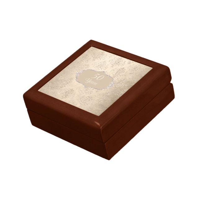 Golden Anniversary Faux Diamond Glitter Gift Box (Side)