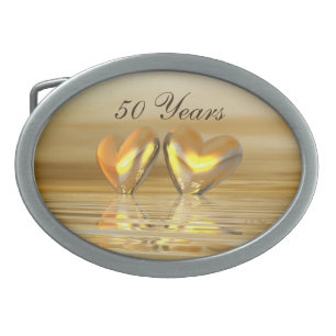 Golden Anniversary Hearts Belt Buckle