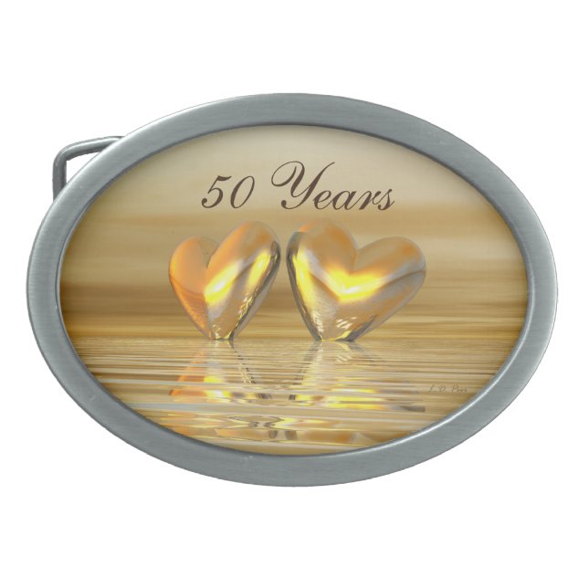 Golden Anniversary Hearts Belt Buckle (Front)