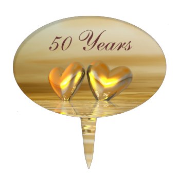 Golden Anniversary Hearts Cake Topper by Peerdrops at Zazzle
