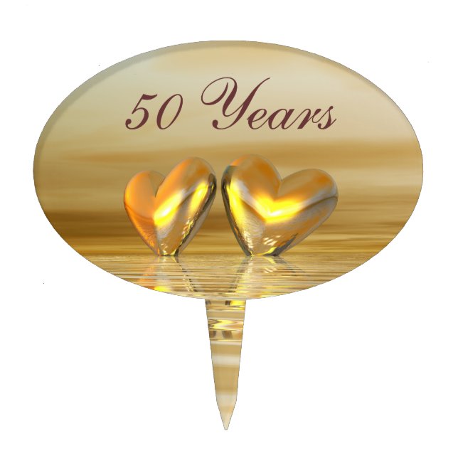 Golden Anniversary Hearts Cake Topper (Front)
