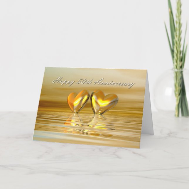 Golden Anniversary Hearts Card (Front)