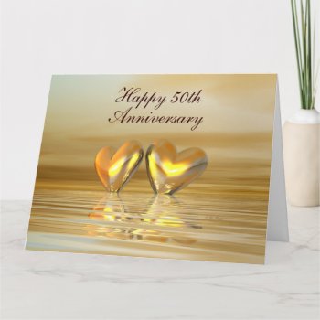 Golden Anniversary Hearts Card by Peerdrops at Zazzle
