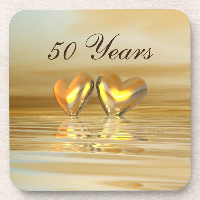 Golden Anniversary Hearts Coaster (Front)