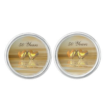 Golden Anniversary Hearts Cufflinks by Peerdrops at Zazzle