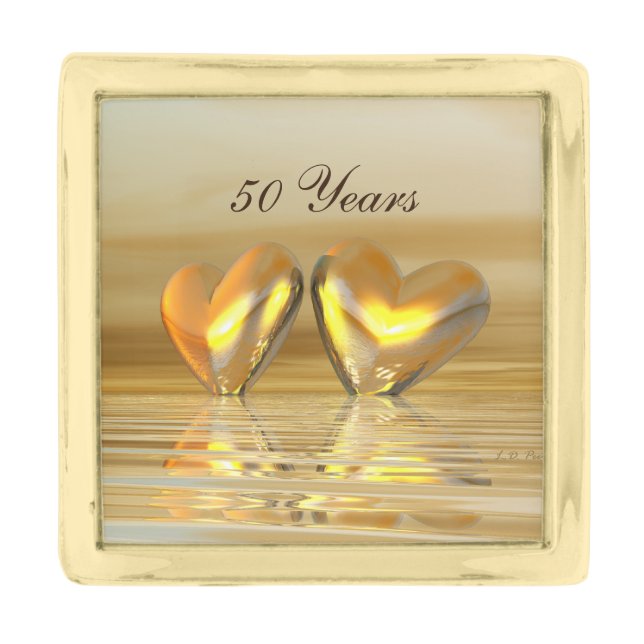 Golden Anniversary Hearts Gold Finish Lapel Pin (Front)