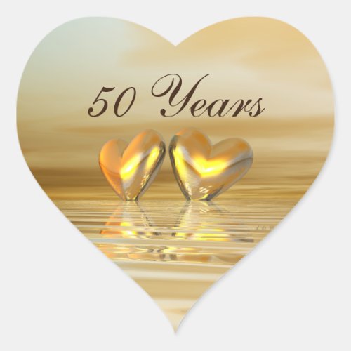 Golden Anniversary Hearts Heart Sticker