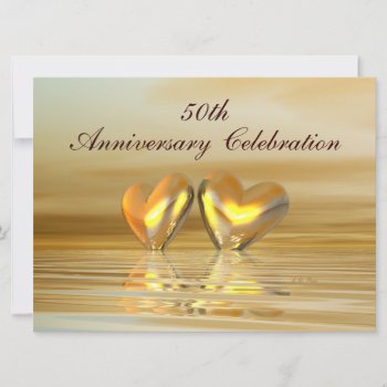 Golden Anniversary Hearts Invitation by xfinity7 at Zazzle