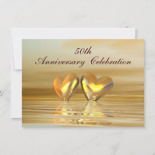 Golden Anniversary Hearts Personalized Invitations