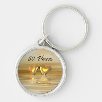 Golden Anniversary Hearts Keychain by Peerdrops at Zazzle