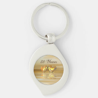 Golden Anniversary Hearts Keychain