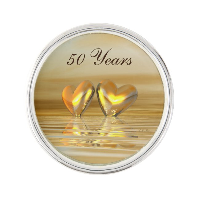 Golden Anniversary Hearts Lapel Pin (Front)