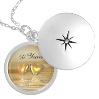 Golden Anniversary Hearts Locket Necklace by Peerdrops at Zazzle