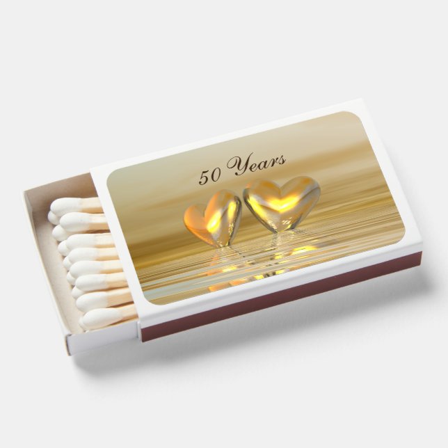 Golden Anniversary Hearts Matchboxes (Front Open)