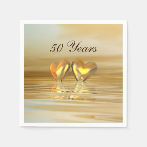 Golden Anniversary Hearts Paper Napkins