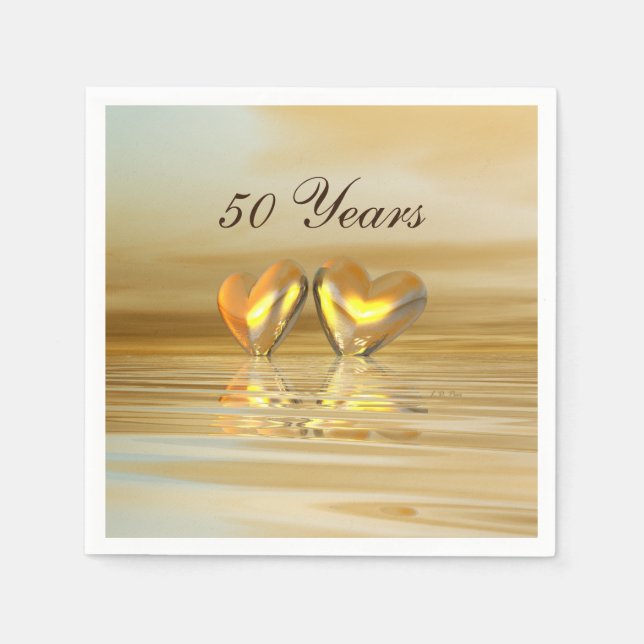 Golden Anniversary Hearts Paper Napkins (Front)